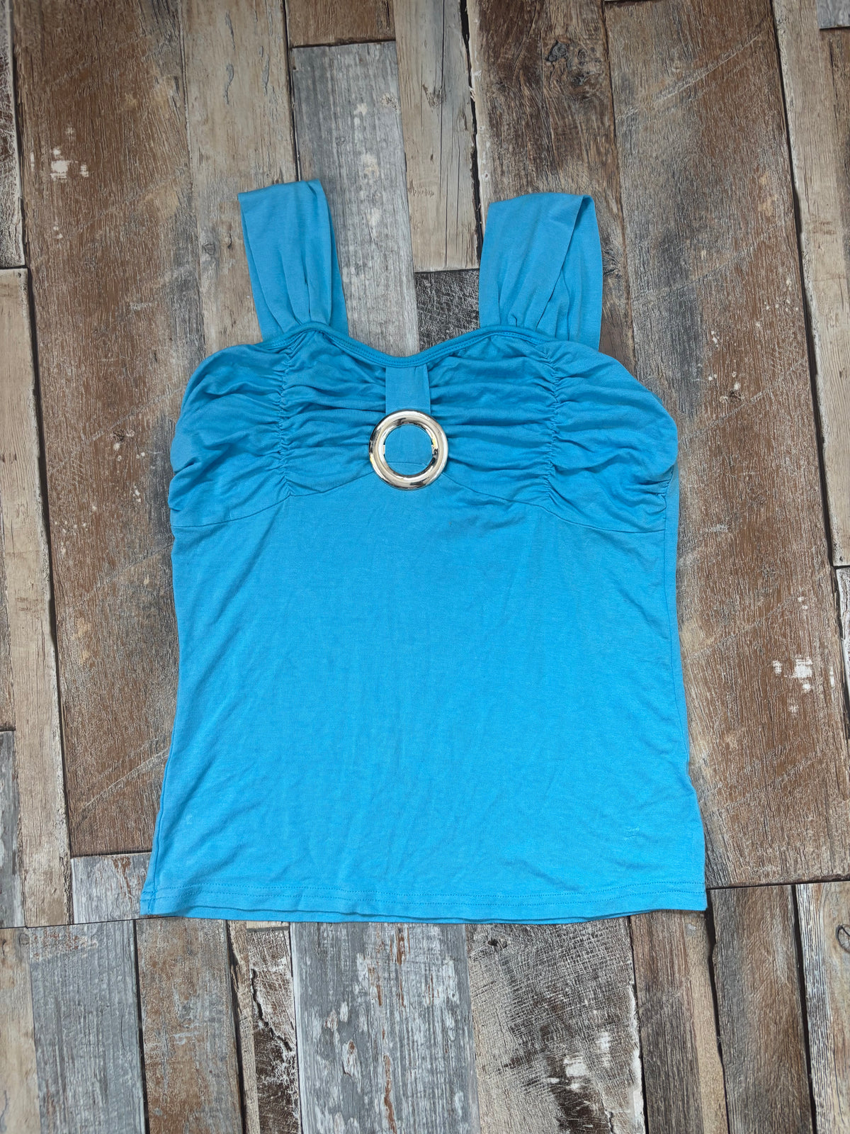 blue cami top with o ring detail size S