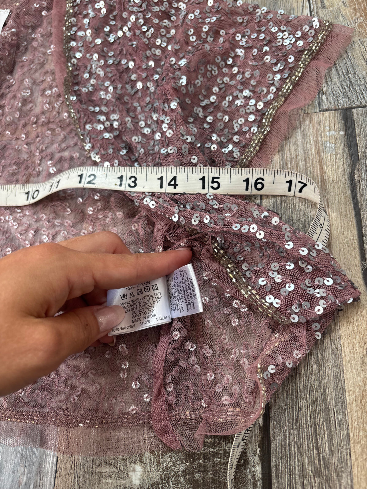 Bay sequin bolero pink short sleeve cropped size 12