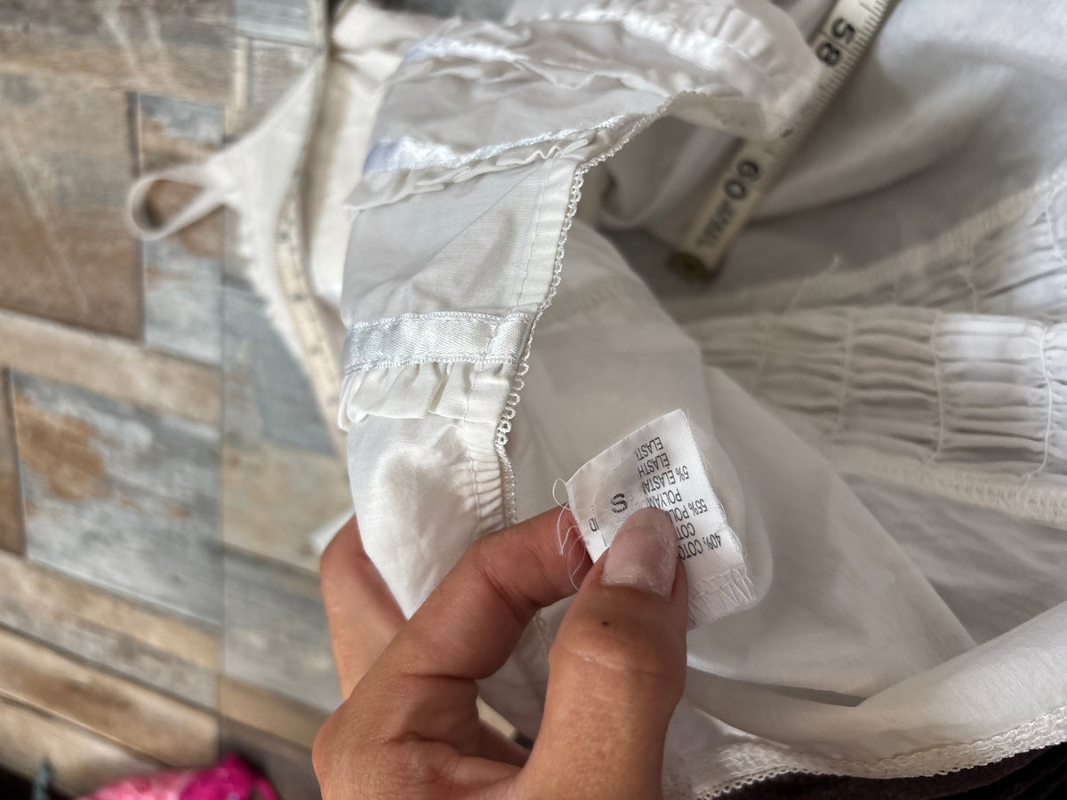Italian white cami top corset ruffle size S