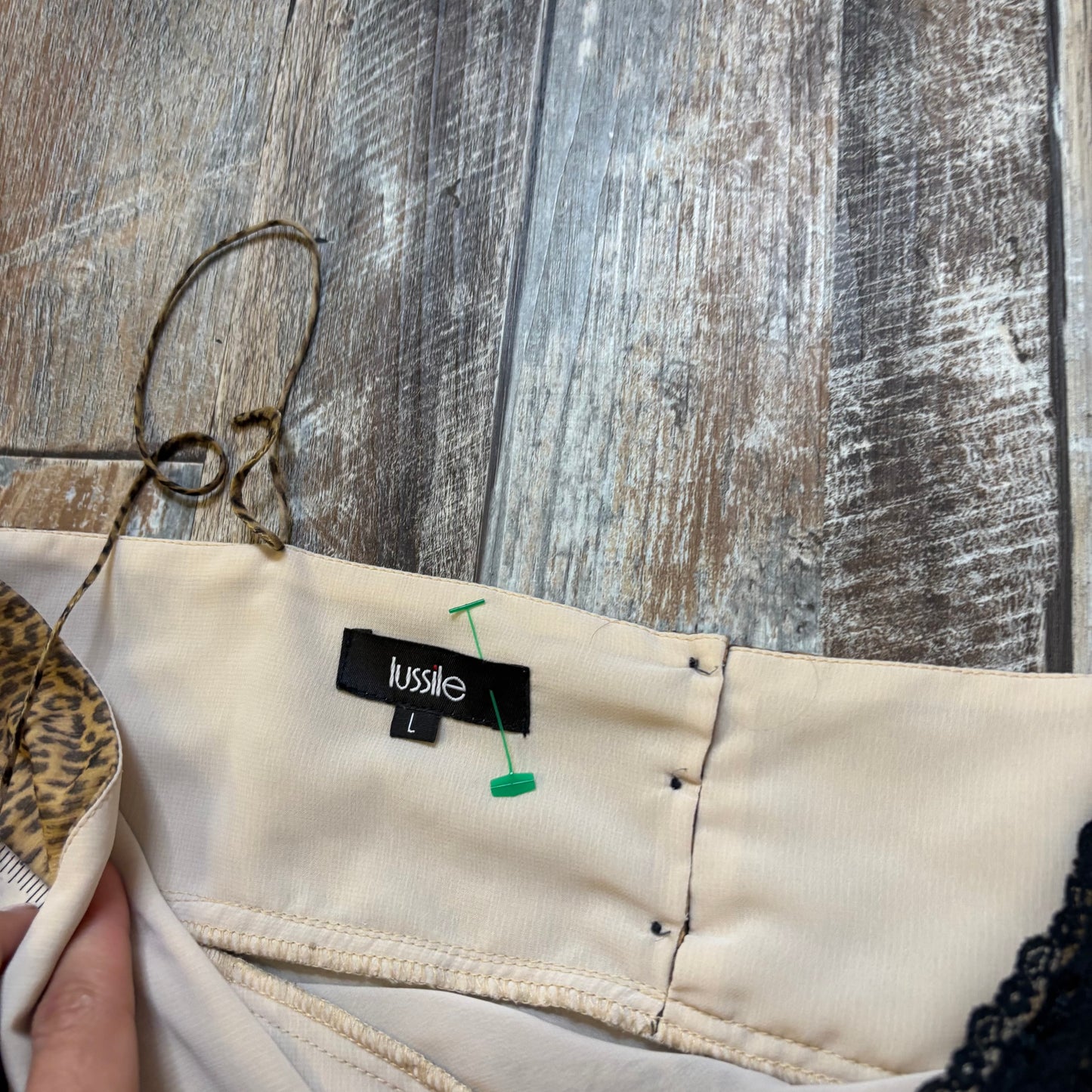 silk cami top animal print cream size L