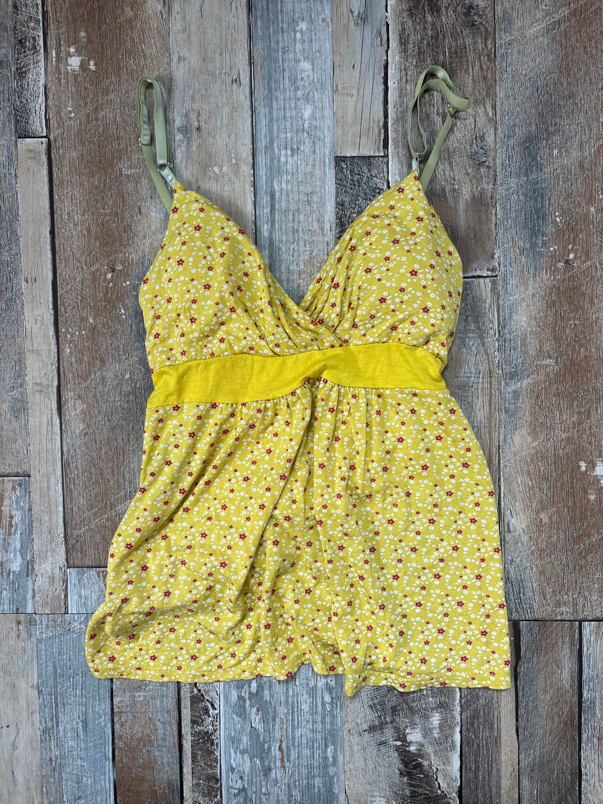 yellow cami top floral babydoll tie back size S