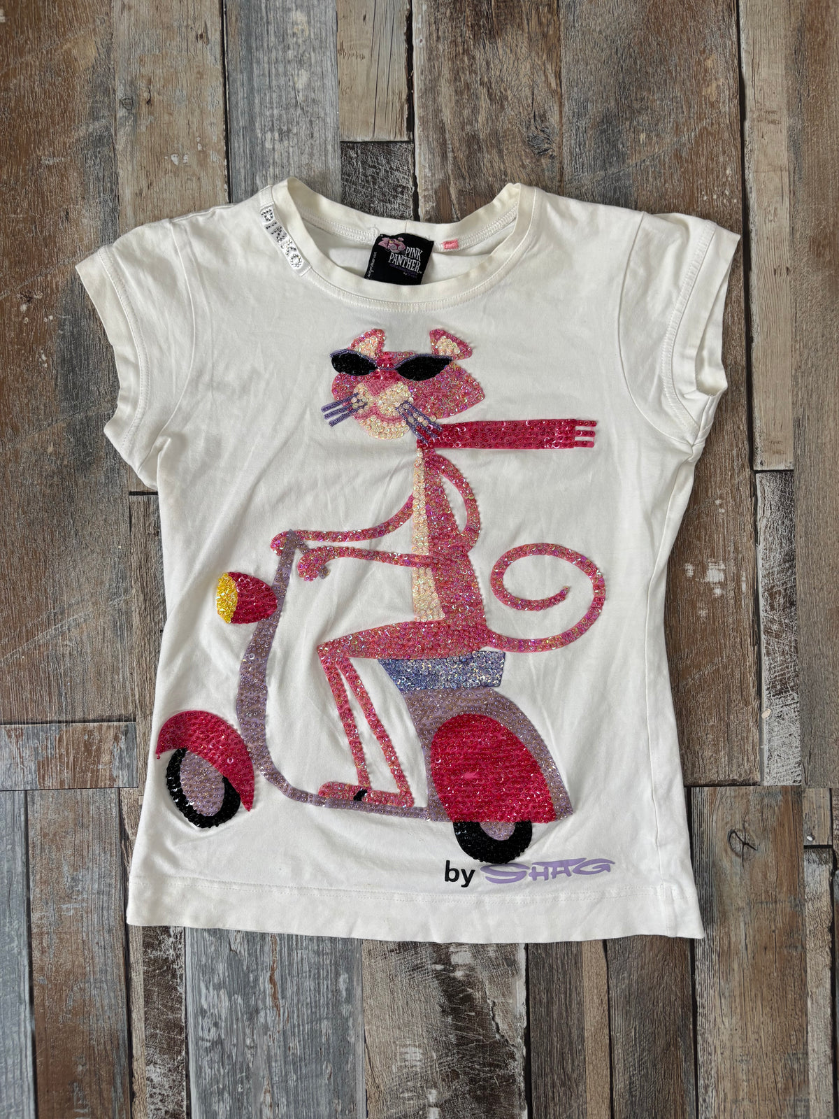 Pink Panther baby tee sequin covered size S