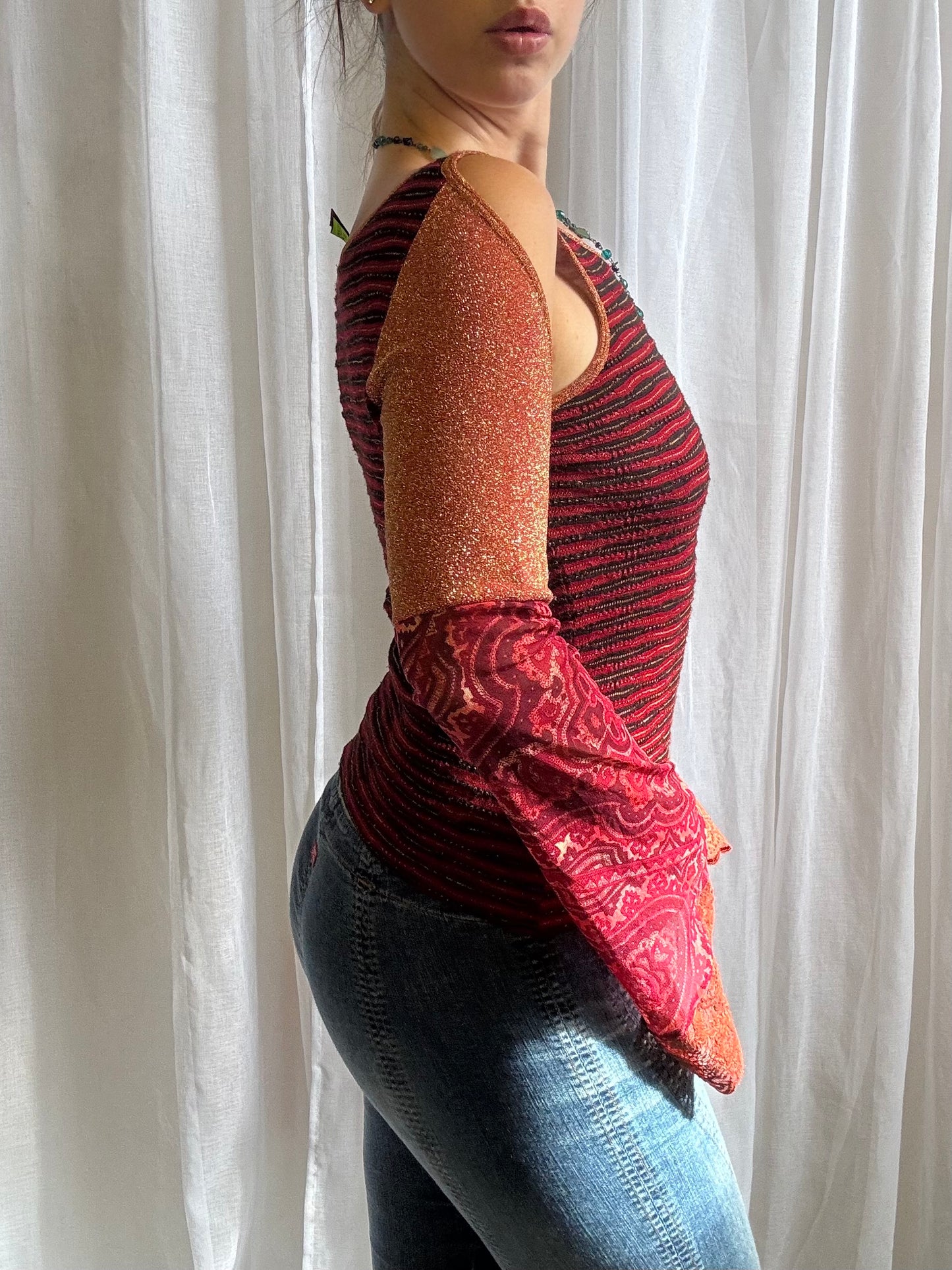 Save the Queen off the shoulder long sleeve red flare size M