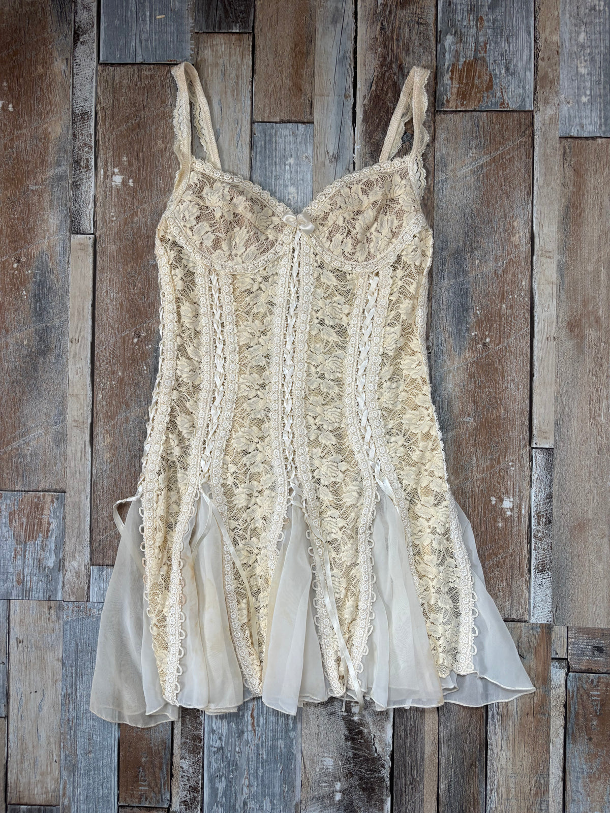 Catwalk Collection cream corset mini dress lace size S - M