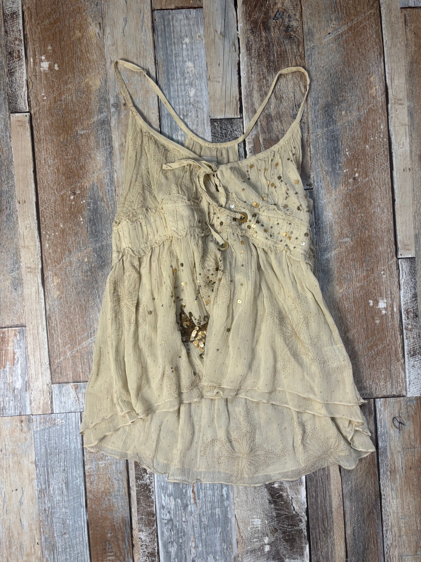 Karen Millen silk cami top cream butterfly beaded 10 - 12