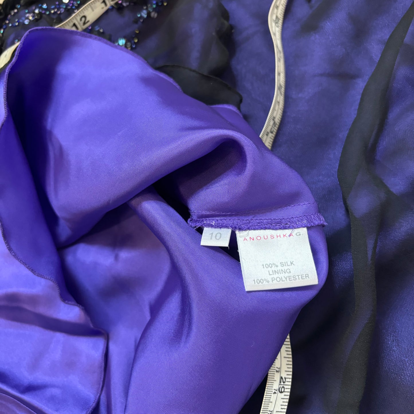 Anoushka G co ord silk black purple beaded size 10