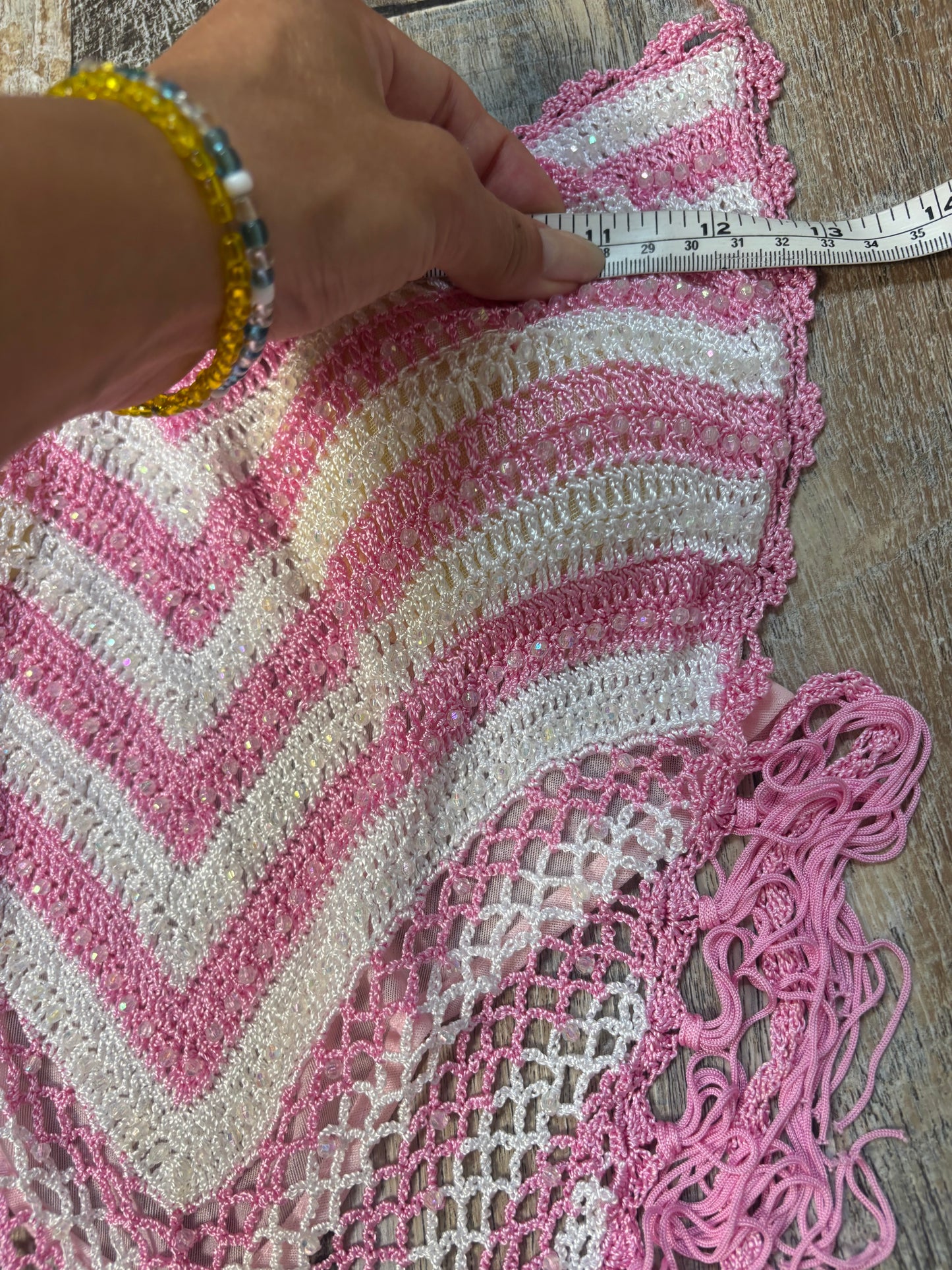 backless halter top sequin pink white size S - M