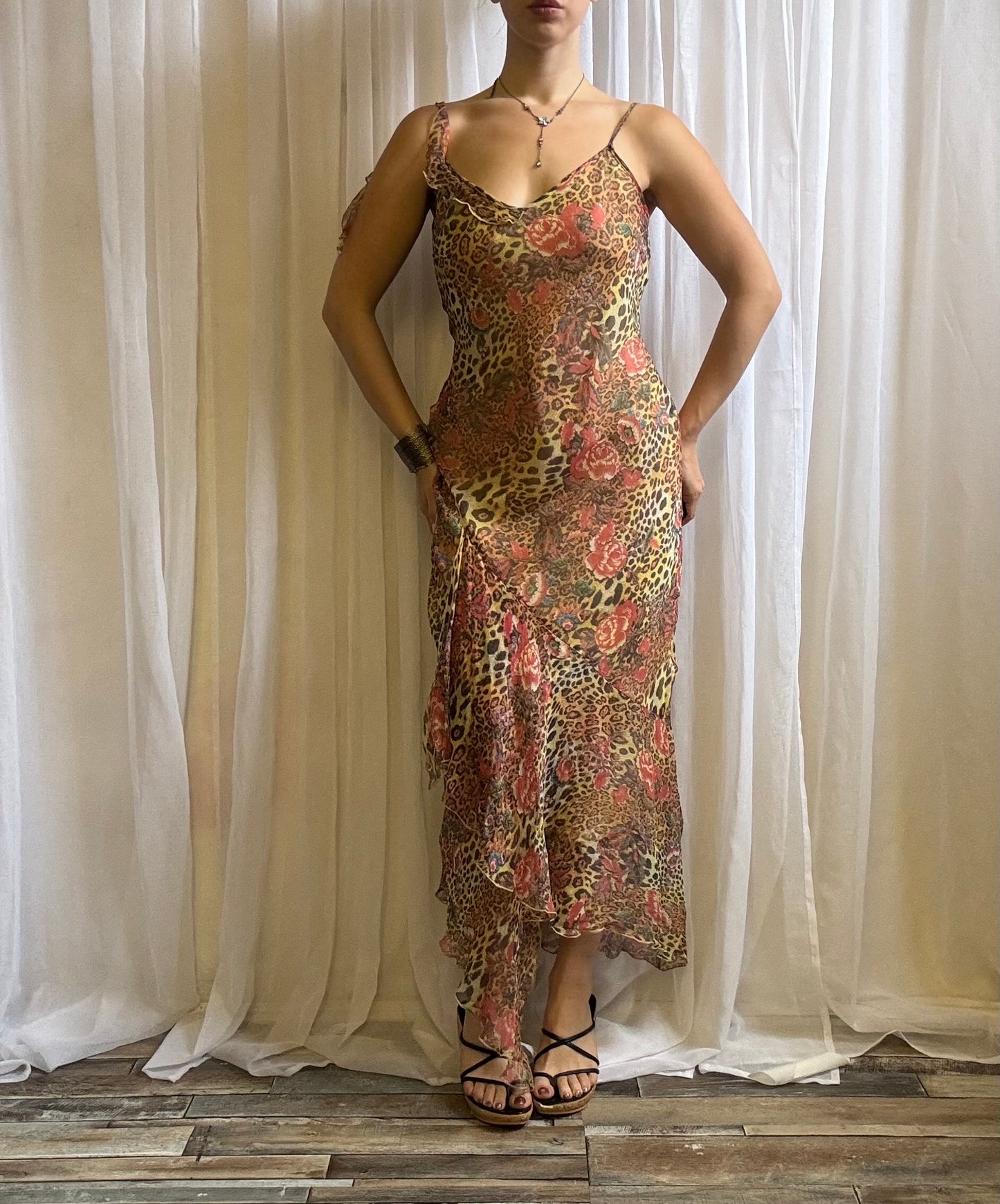Derhy silk dress animal print size M