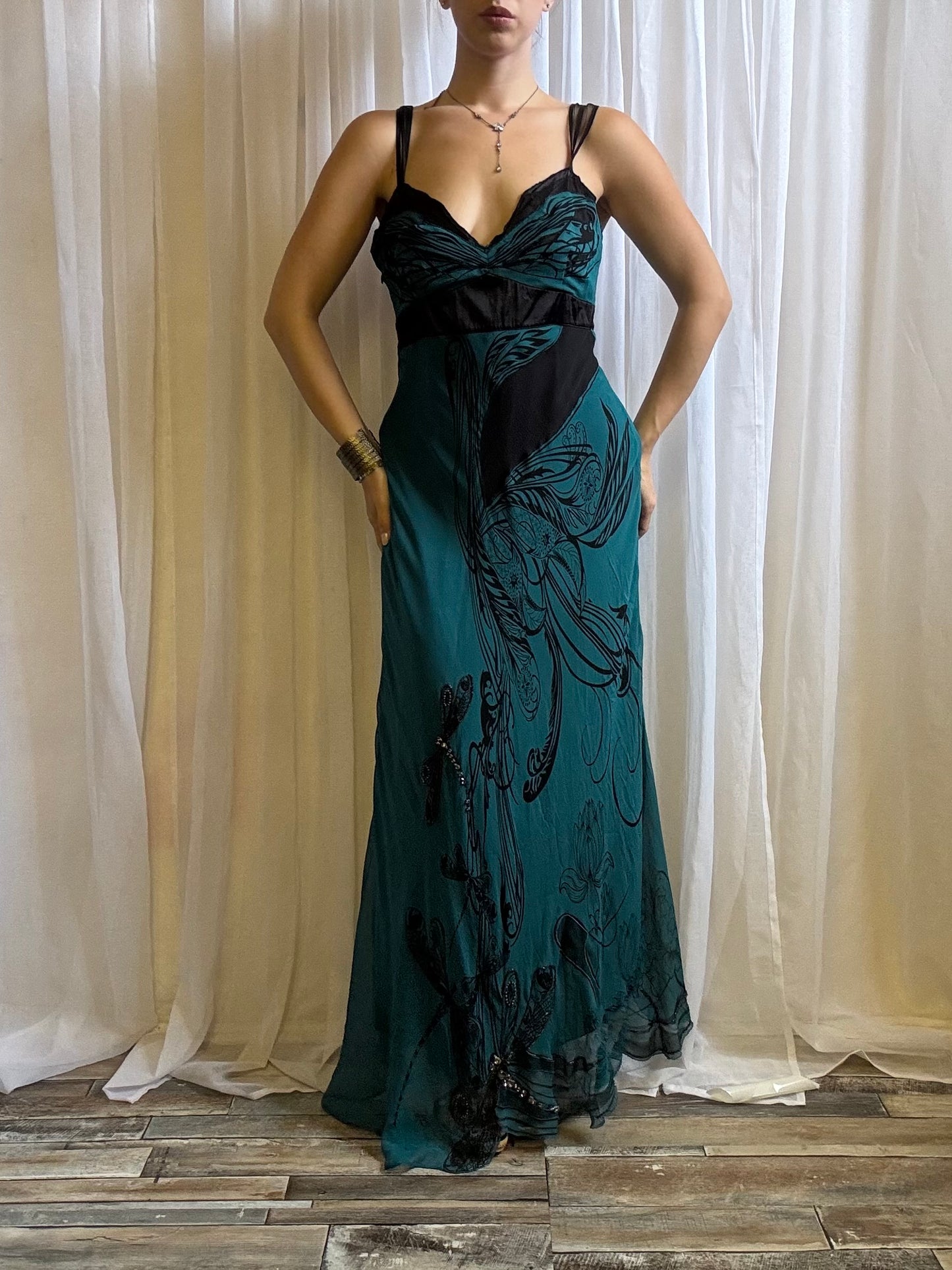 Karen Millen silk butterfly maxi dress size 12
