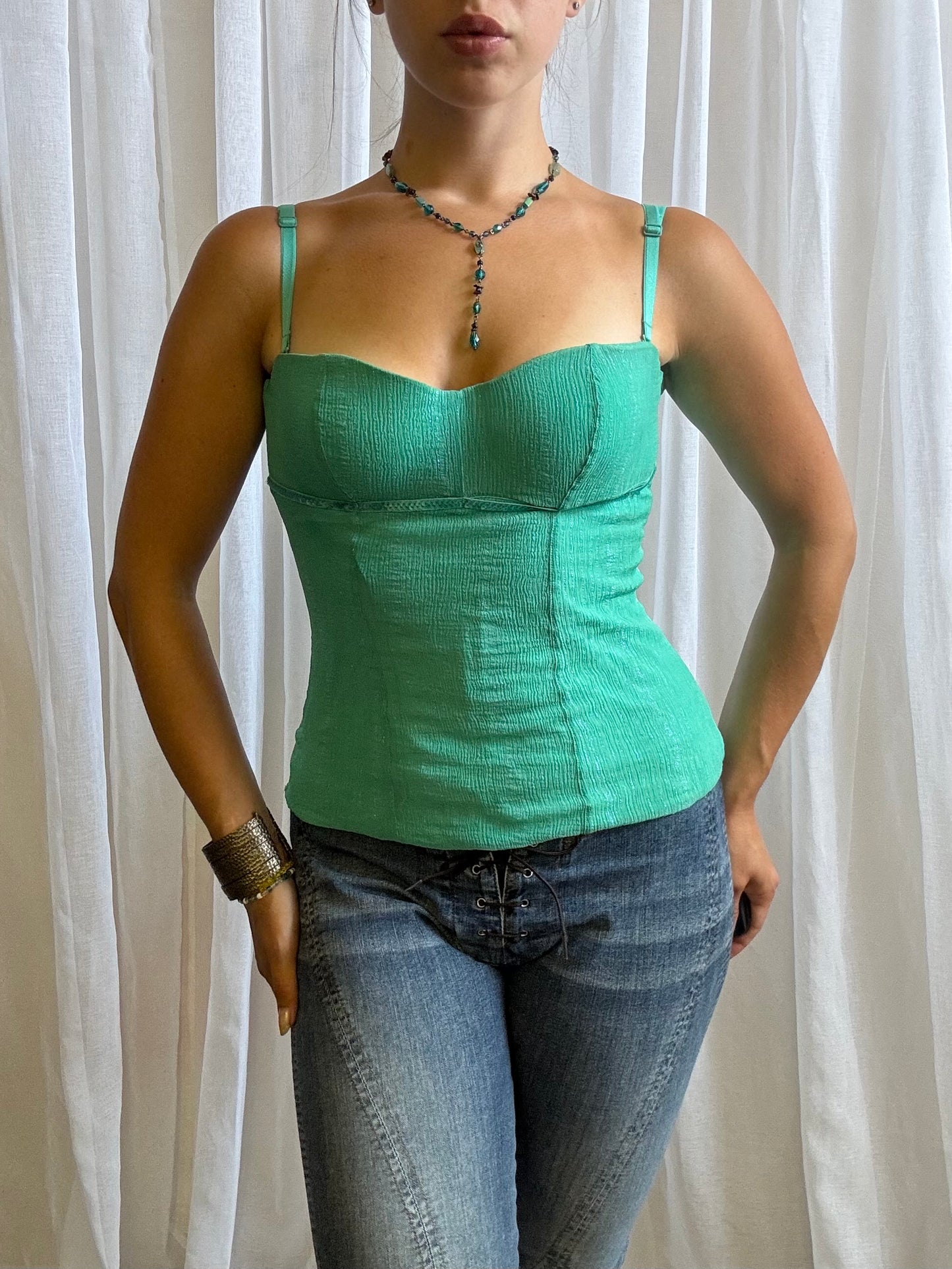turquoise Intimissimi cami sequin detail size S
