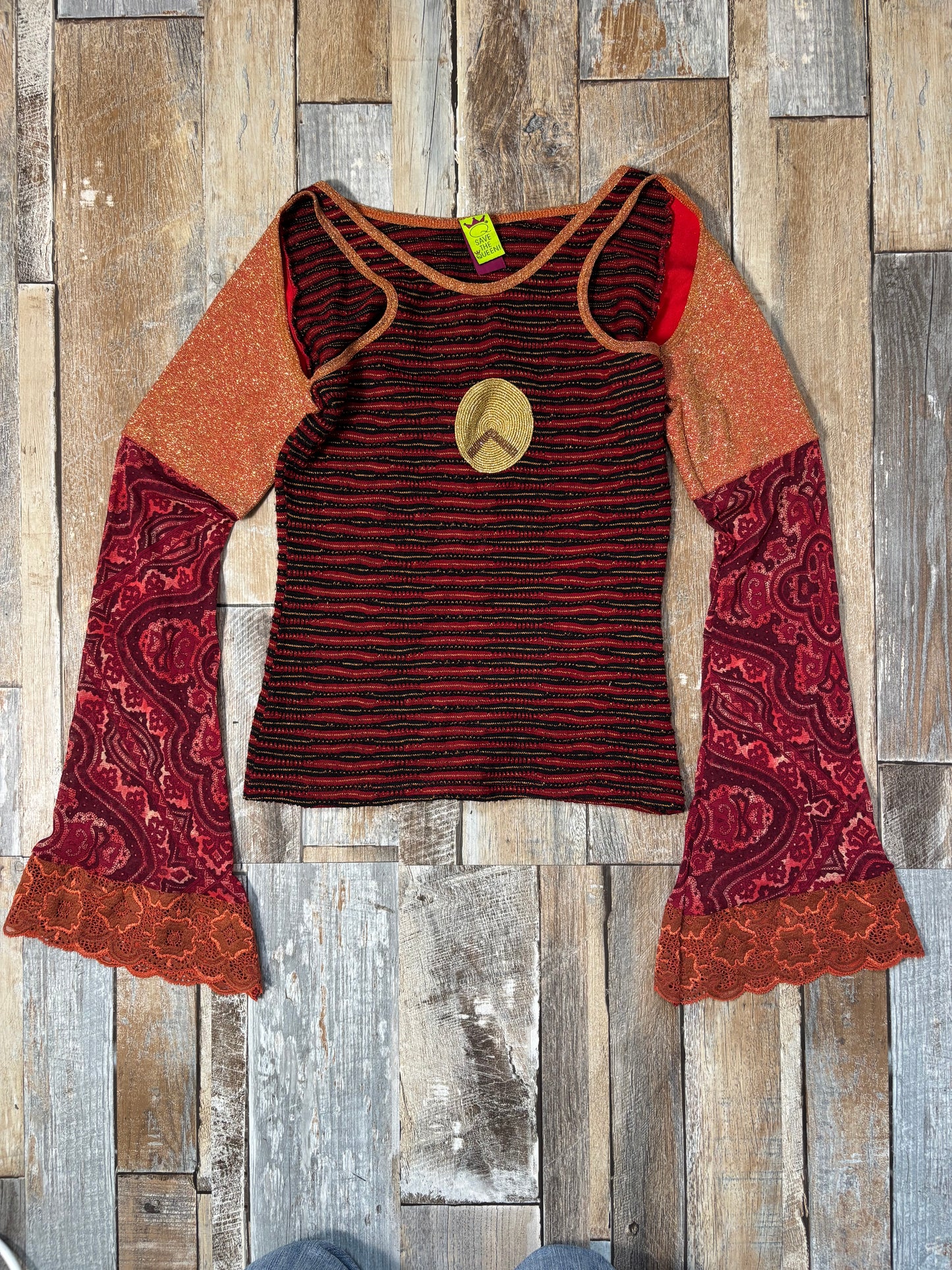 Save the Queen off the shoulder long sleeve red flare size M
