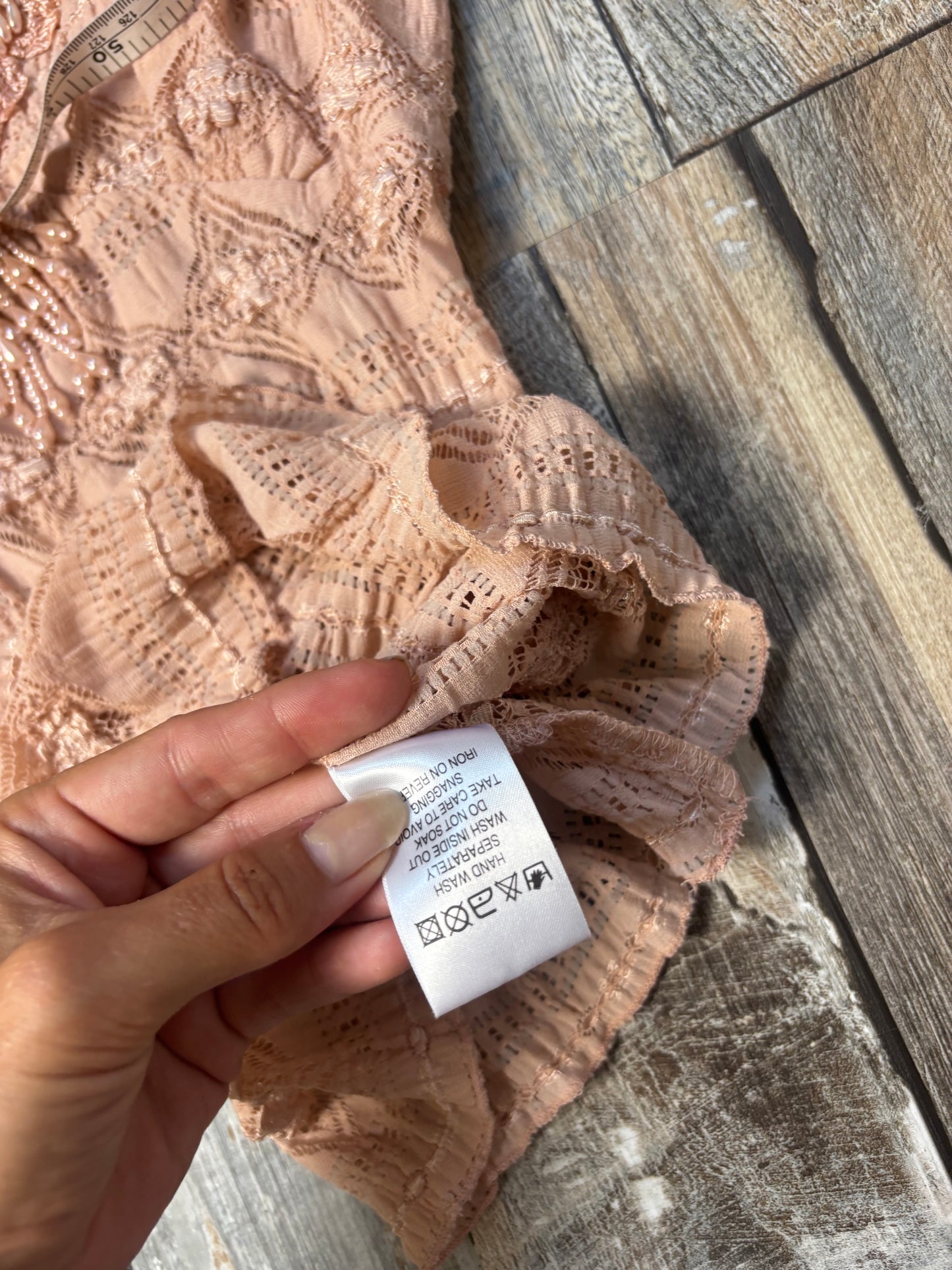 pink cami top lace beaded detailing size 6-8