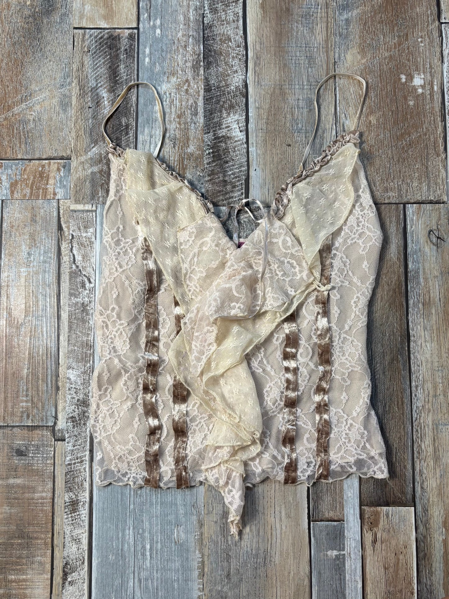 lace cream cami frill front river island size 8