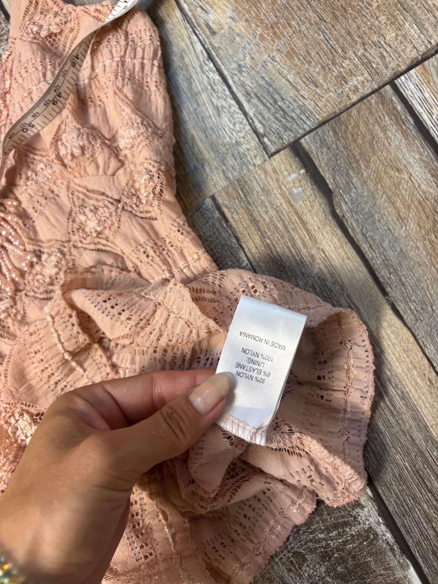 pink cami top lace beaded detailing size 6-8