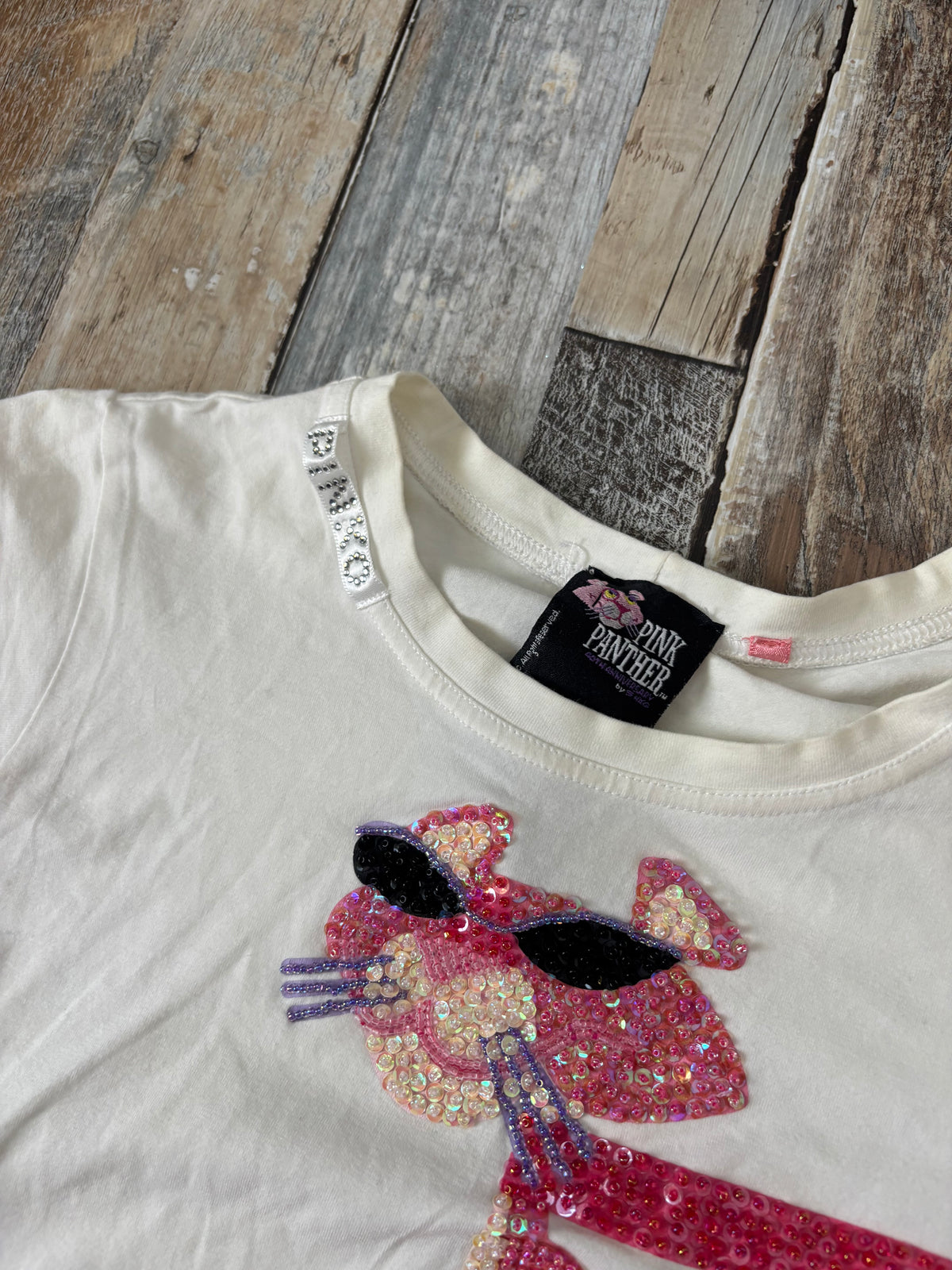 Pink Panther baby tee sequin covered size S