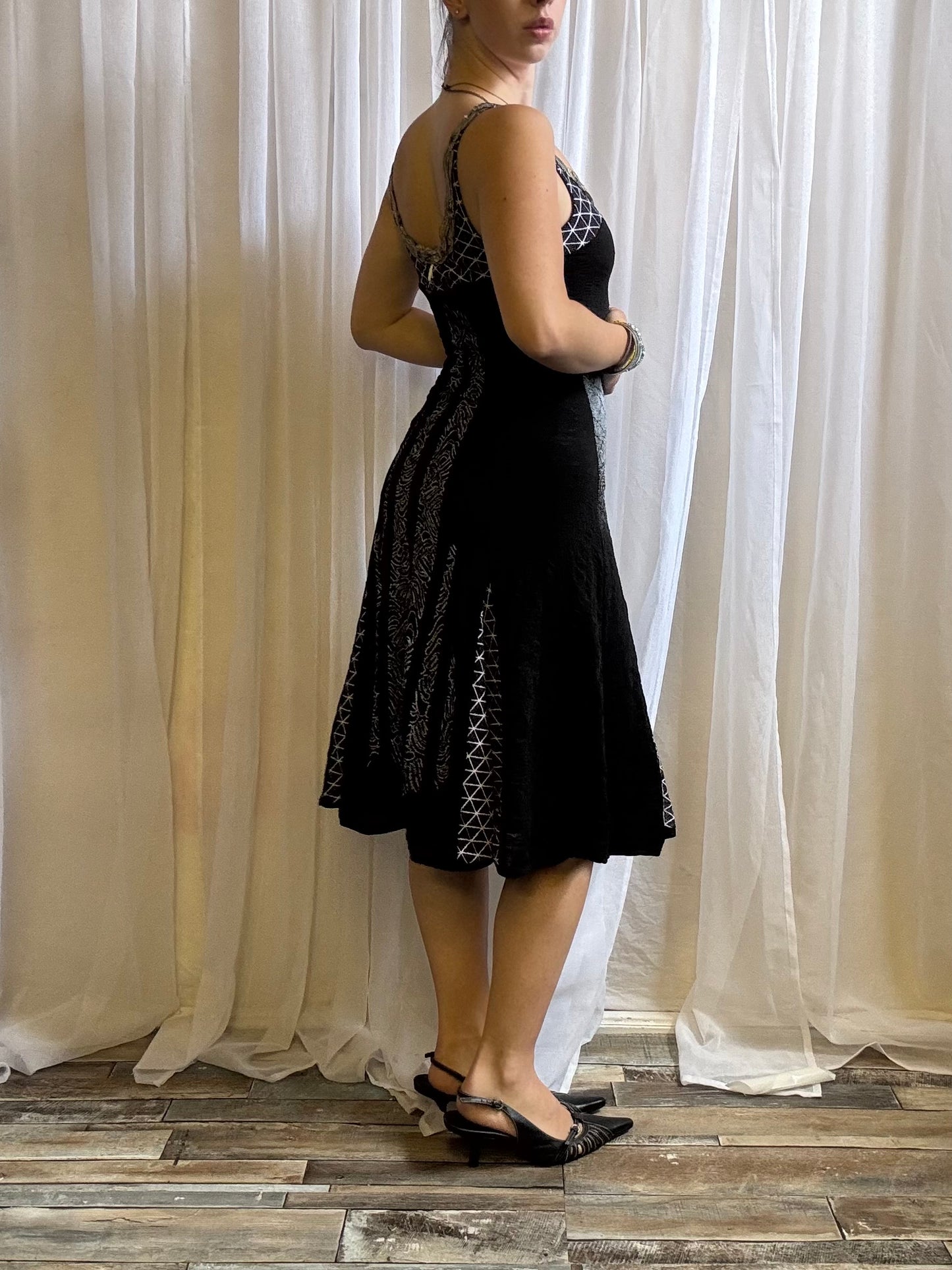 Save the Queen midi dress black mesh size S