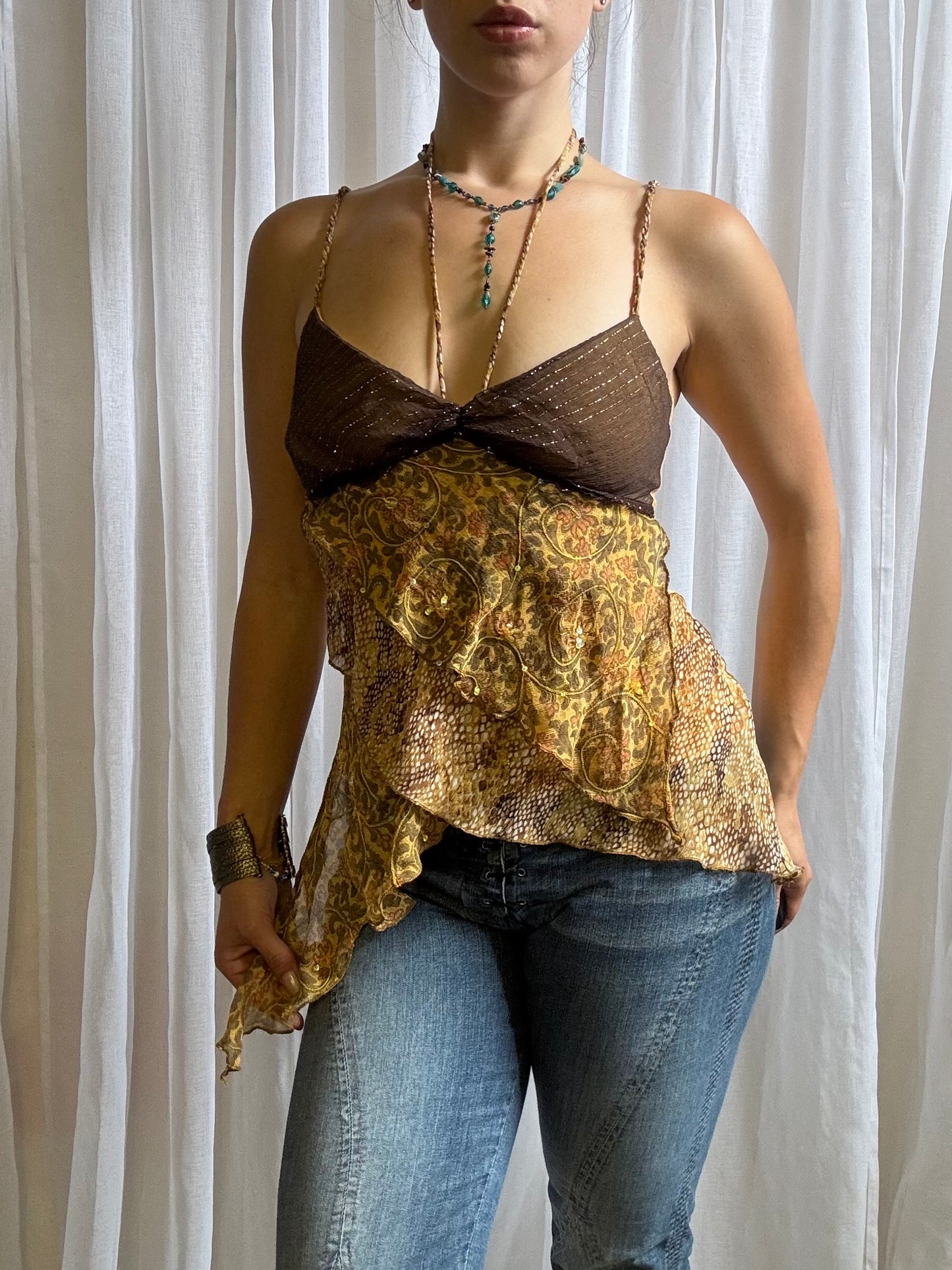 river island fairy cami top brown size 8