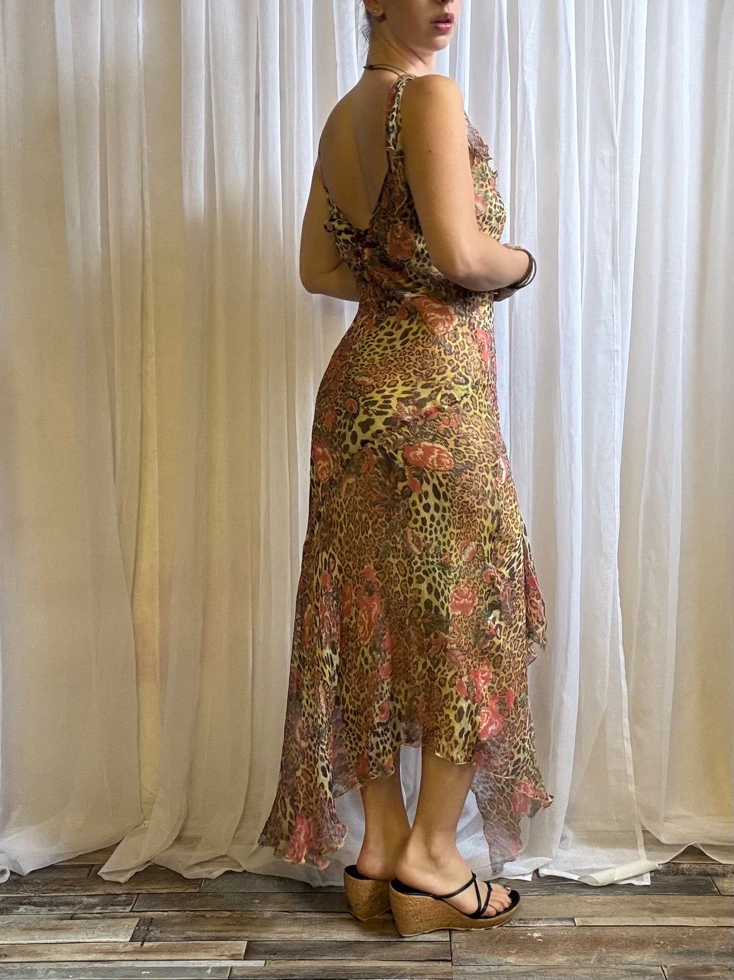 Derhy silk dress animal print size M