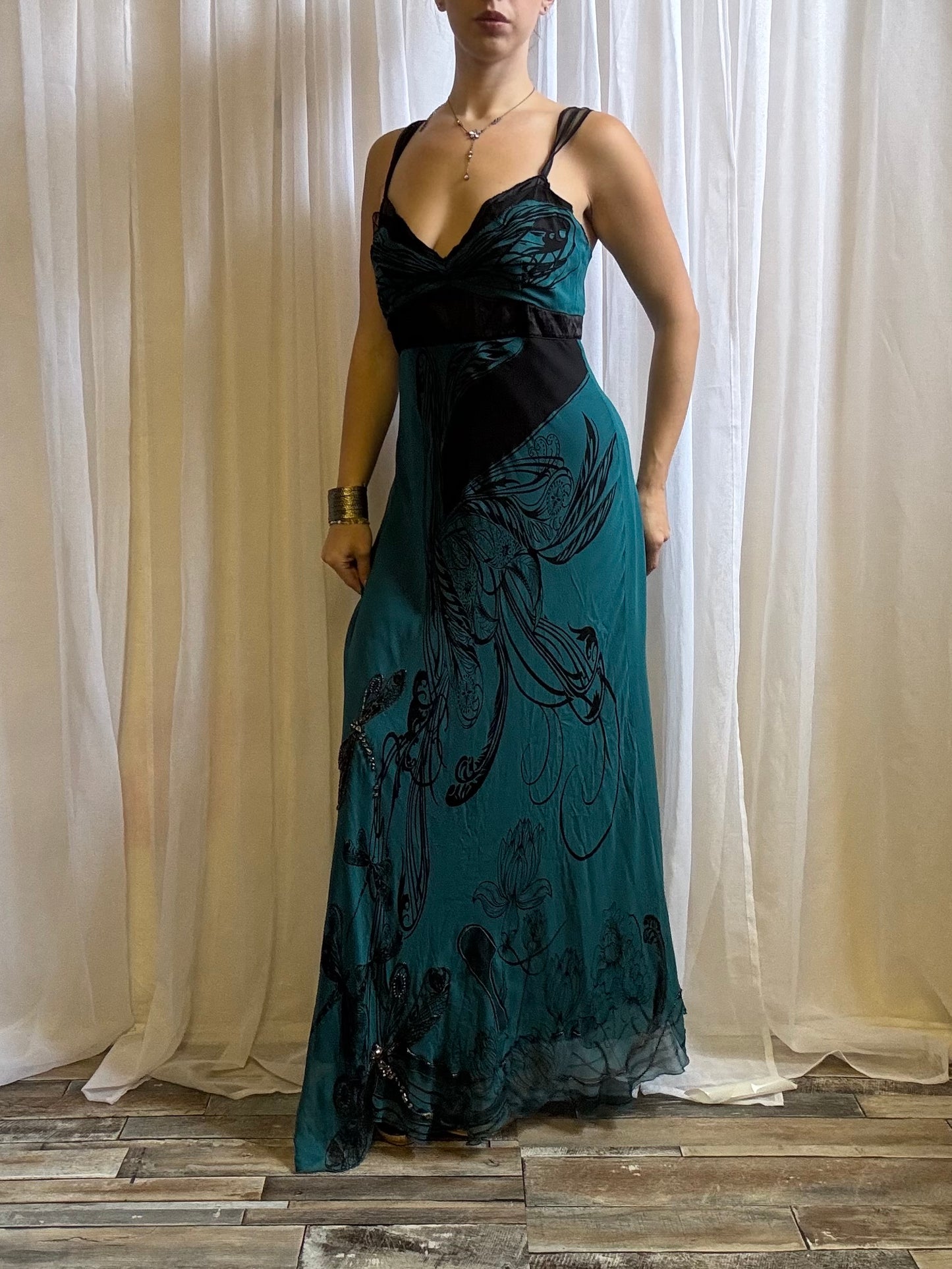 Karen Millen silk butterfly maxi dress size 12