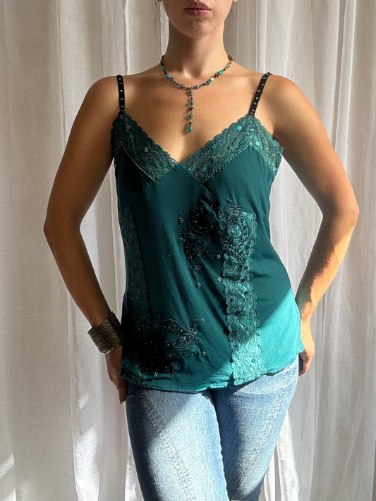teal cami top sequin detailing river island size 14