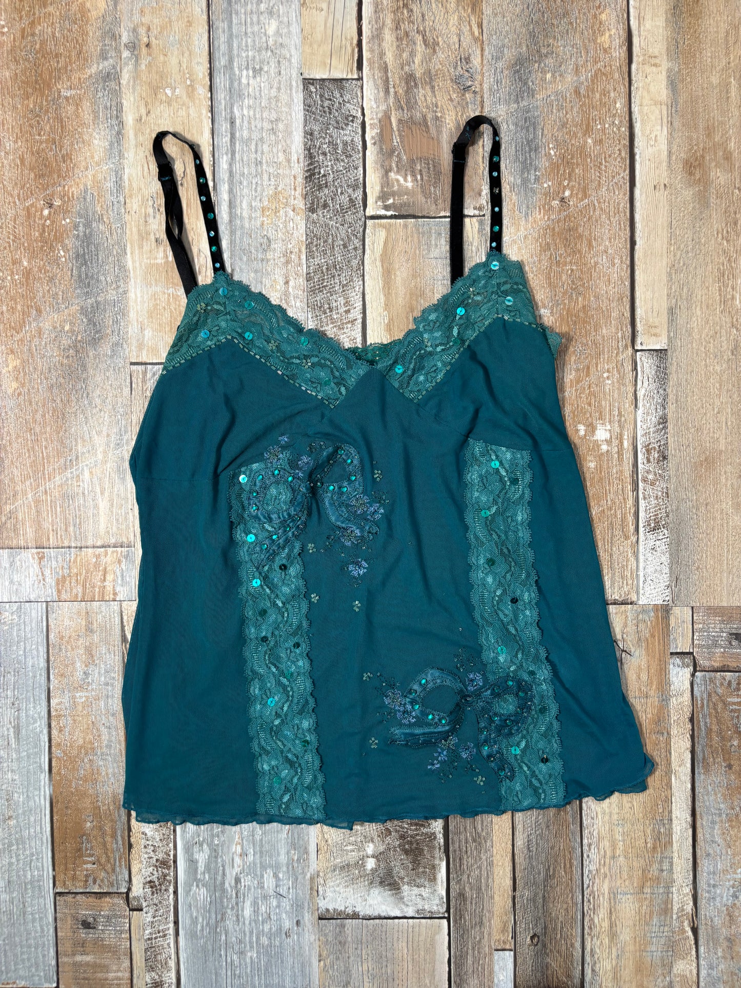 teal cami top sequin detailing river island size 14
