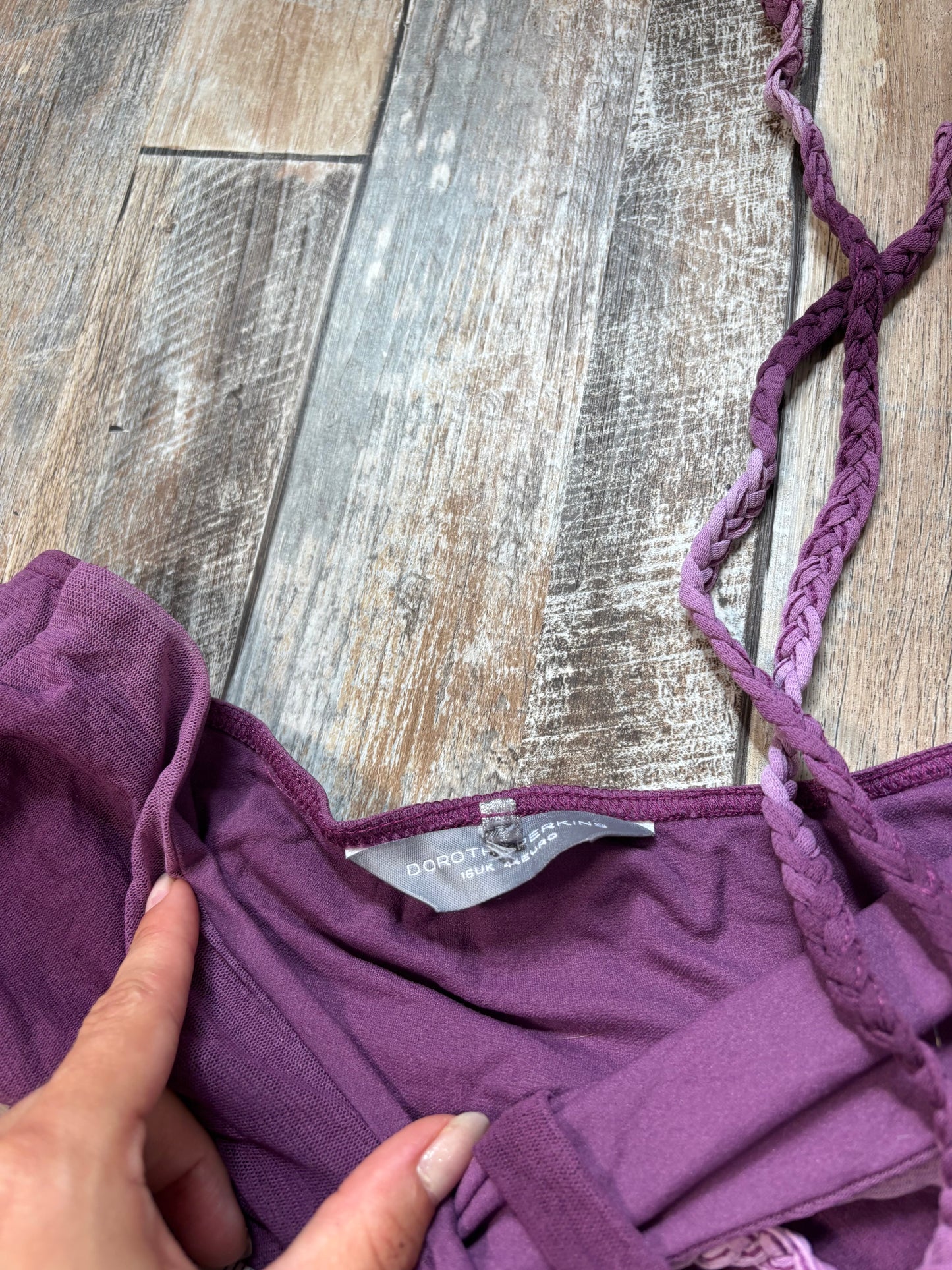 purple halterneck cami top asymmetric hem purple ombre size 14