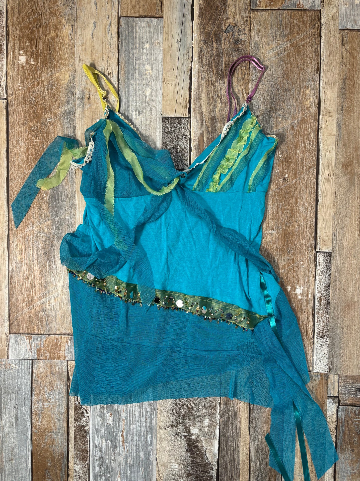blue cami top mesh layered detailing river island size 14