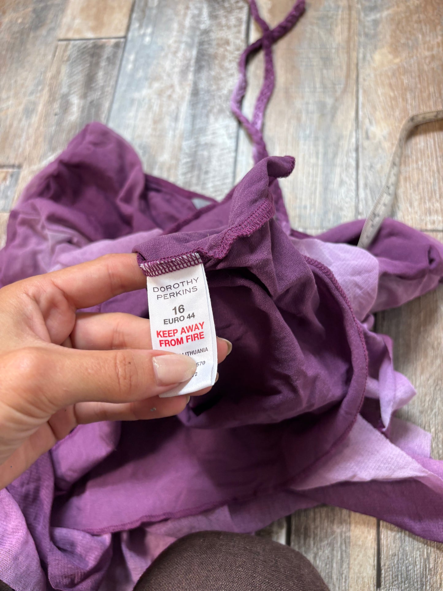 purple halterneck cami top asymmetric hem purple ombre size 14