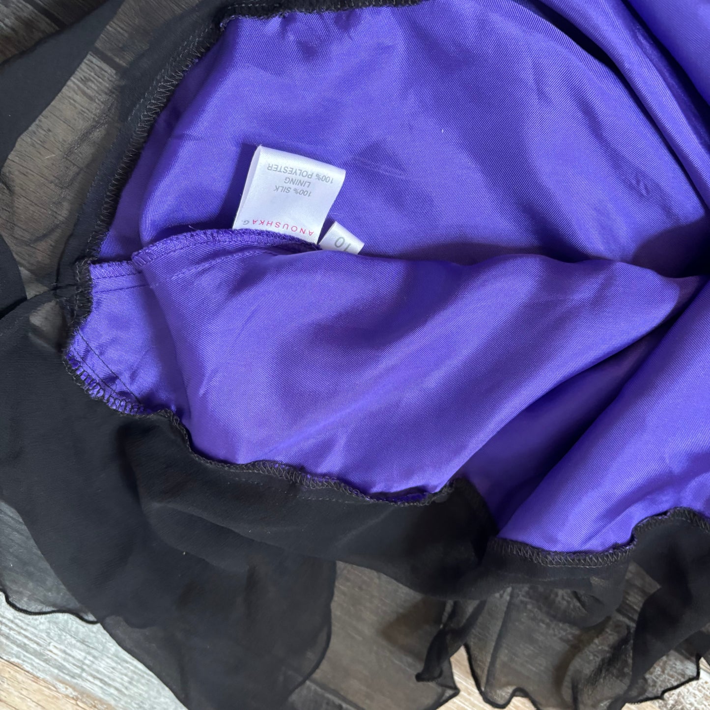Anoushka G co ord silk black purple beaded size 10