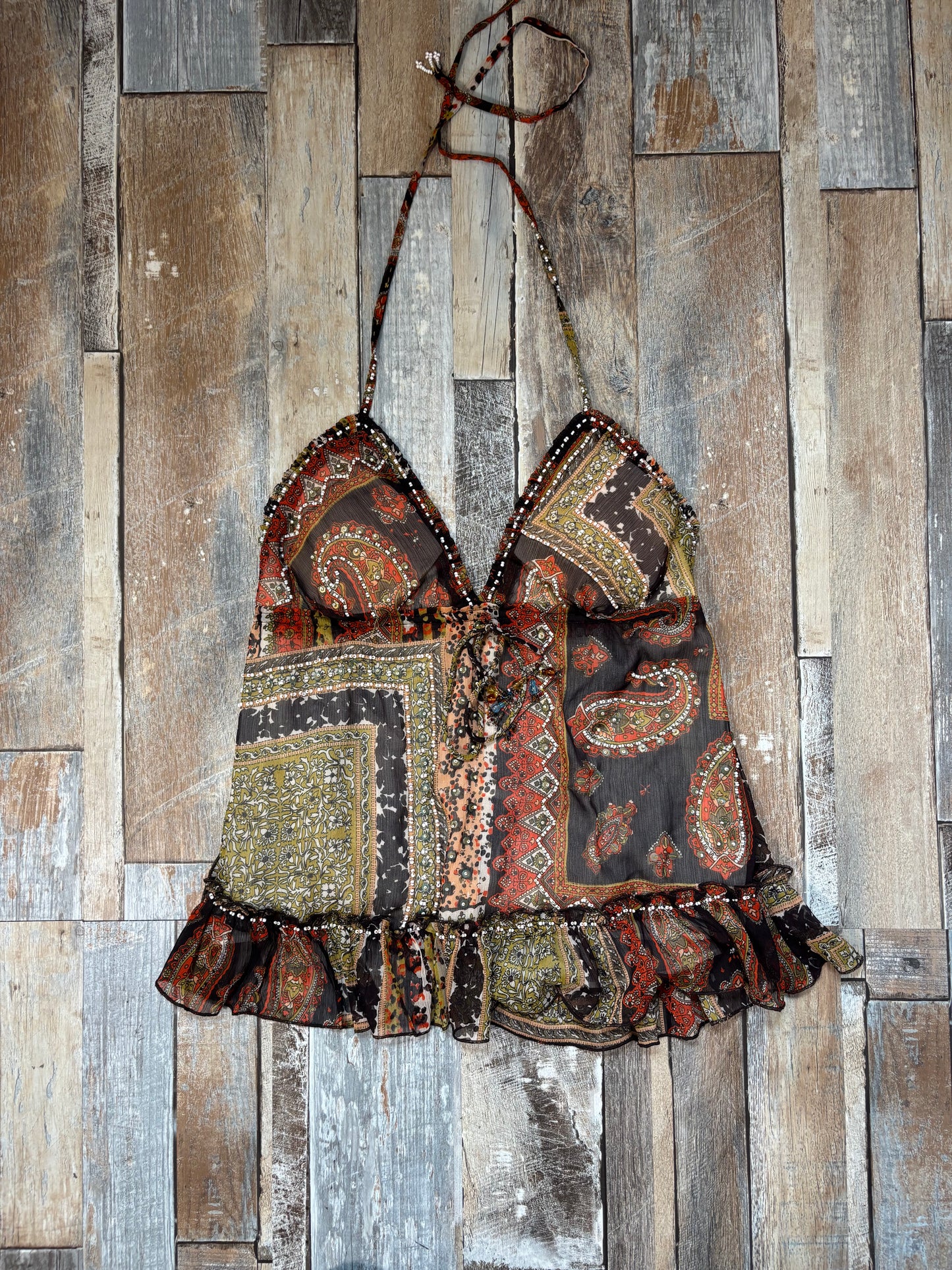 Guess jeans halter cami top orange brown colour size M