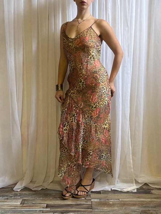 Derhy silk dress animal print size M