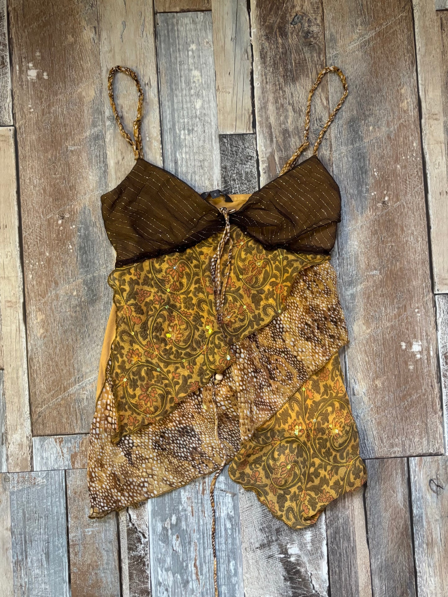 river island fairy cami top brown size 8