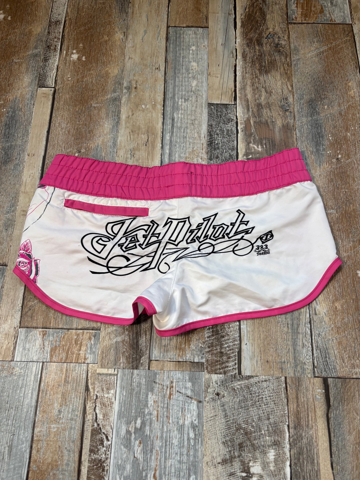 mini board shorts pink white jet pilot floral size 8