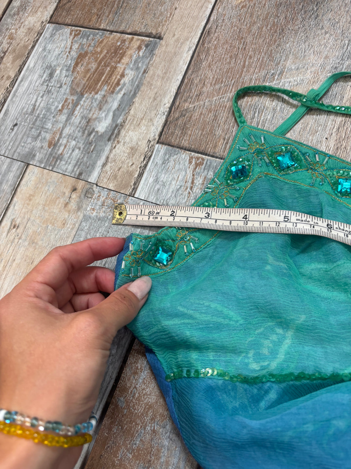 Derhy cami top turquoise blue beaded size S