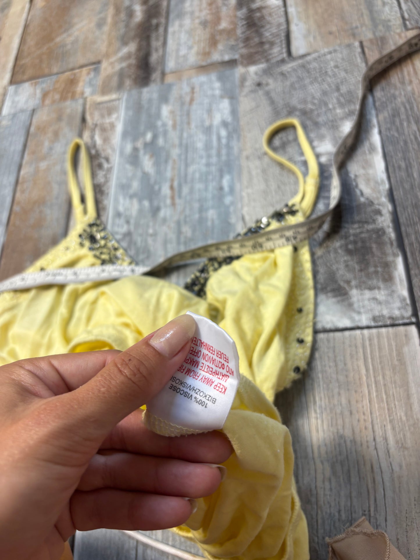 yellow cami top sequin neckline size 12 river island