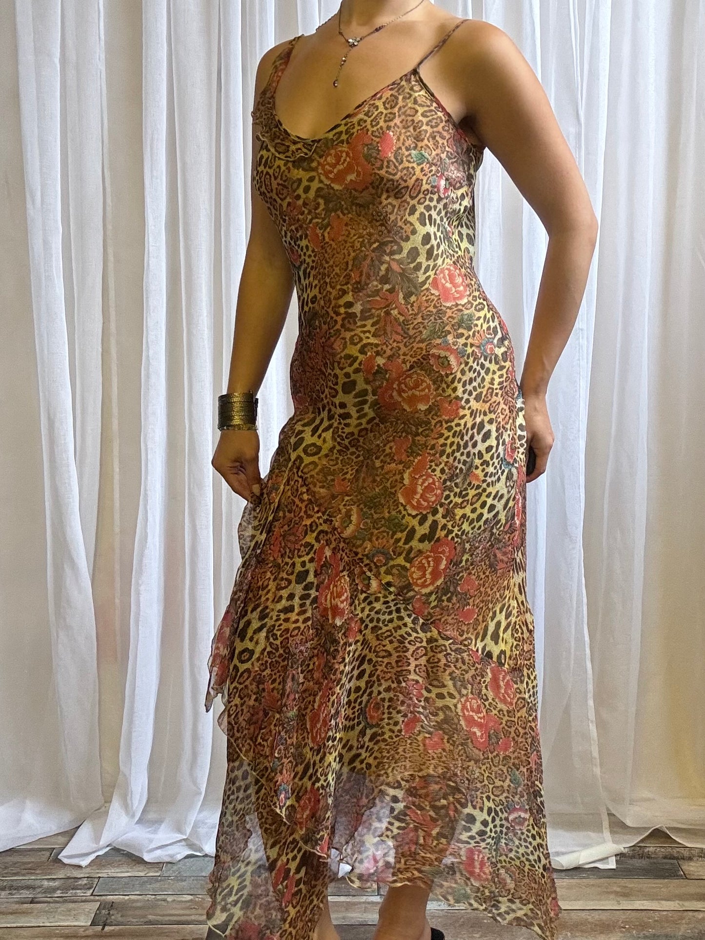 Derhy silk dress animal print size M