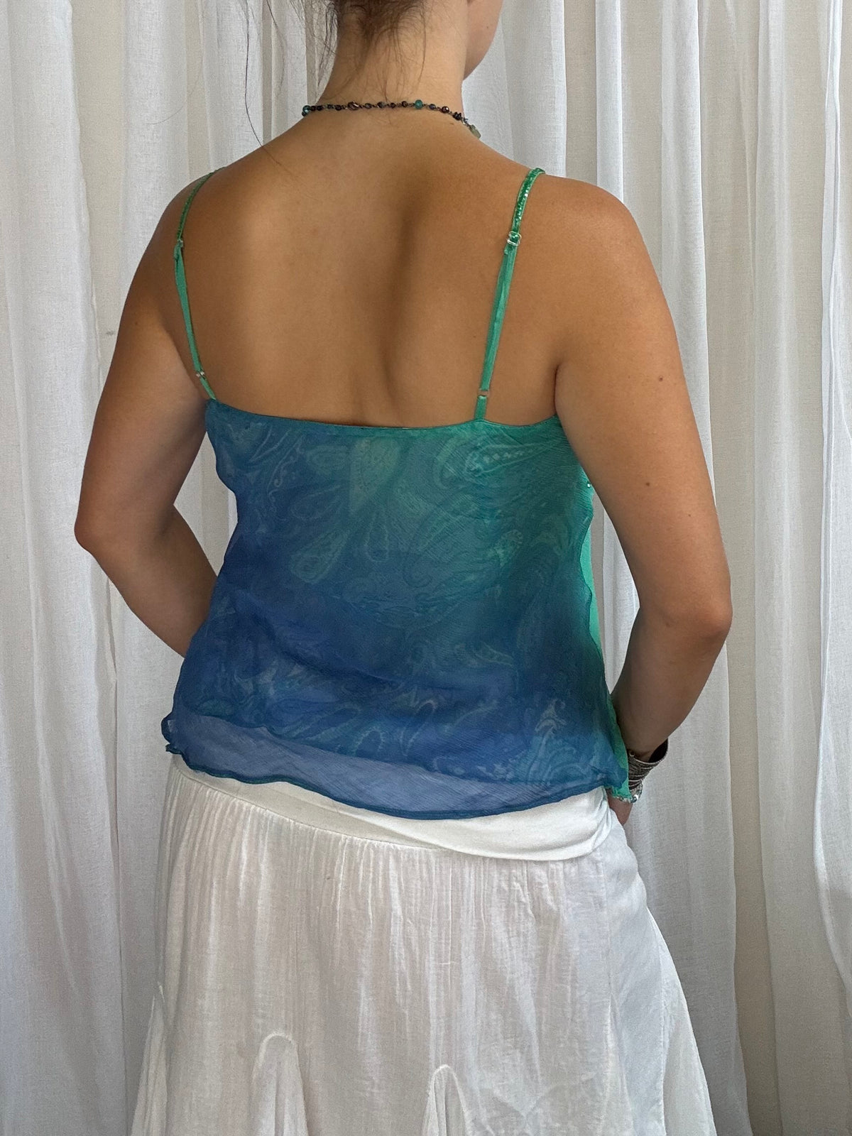 Derhy cami top turquoise blue beaded size S