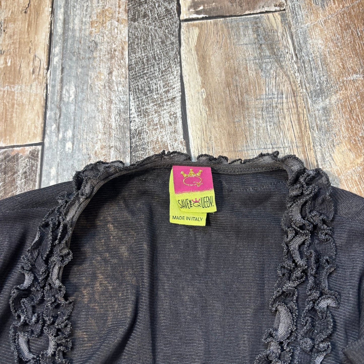 Save the Queen long sleeve shirt corset cream black size XL